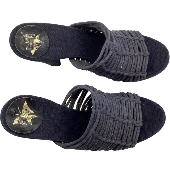 TRUE VINTAGE 70s Macrame Caged Platform Sandals Chunky Heel Coruna's by Noble - Picture 4 of 11